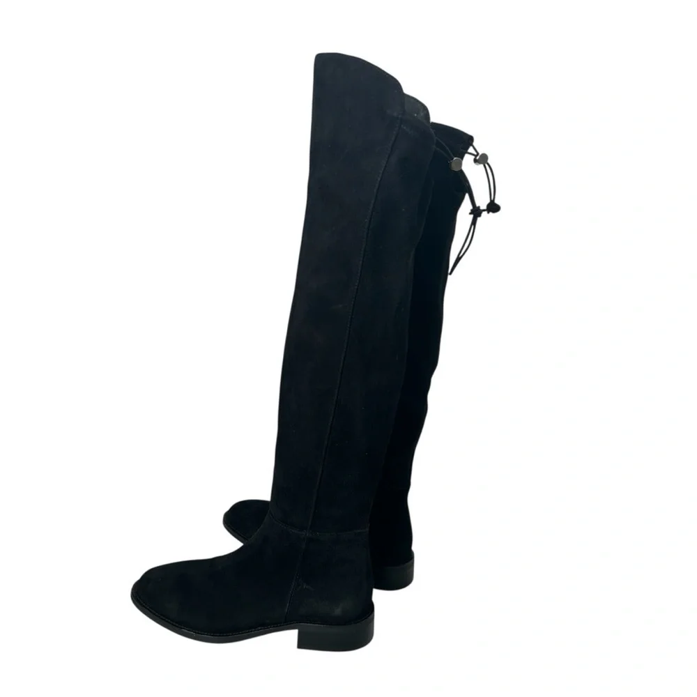 Aquatalia Norina OTK Waterproof Boot Black Stretch Suede Drawcord Women’s 5.5